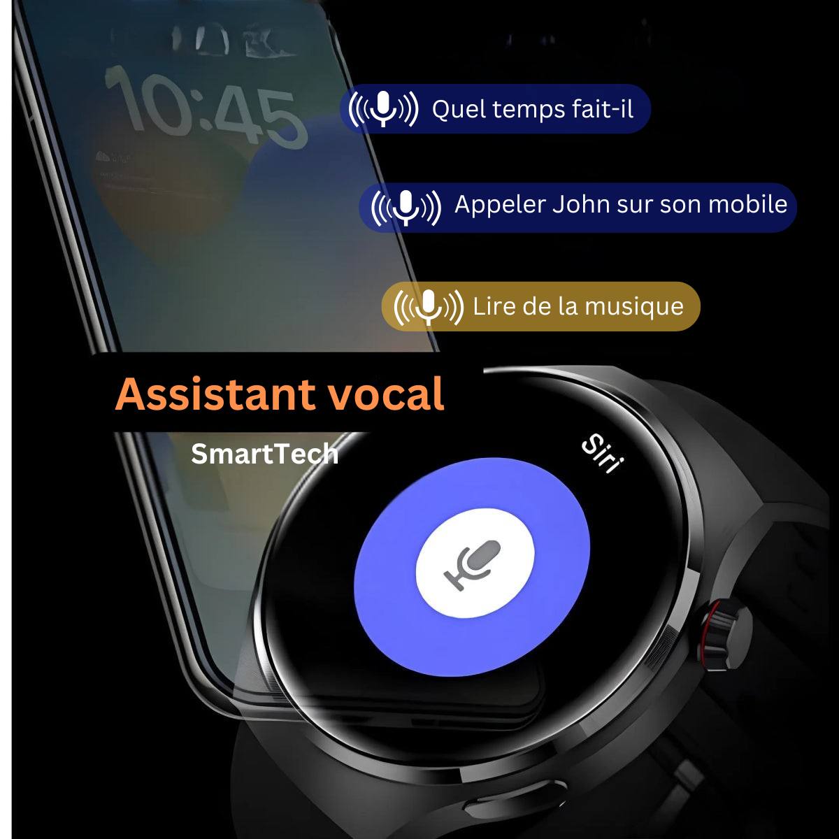 SmartTech - Montre Connectée Élégante avec Suivi de Santé et GPS
