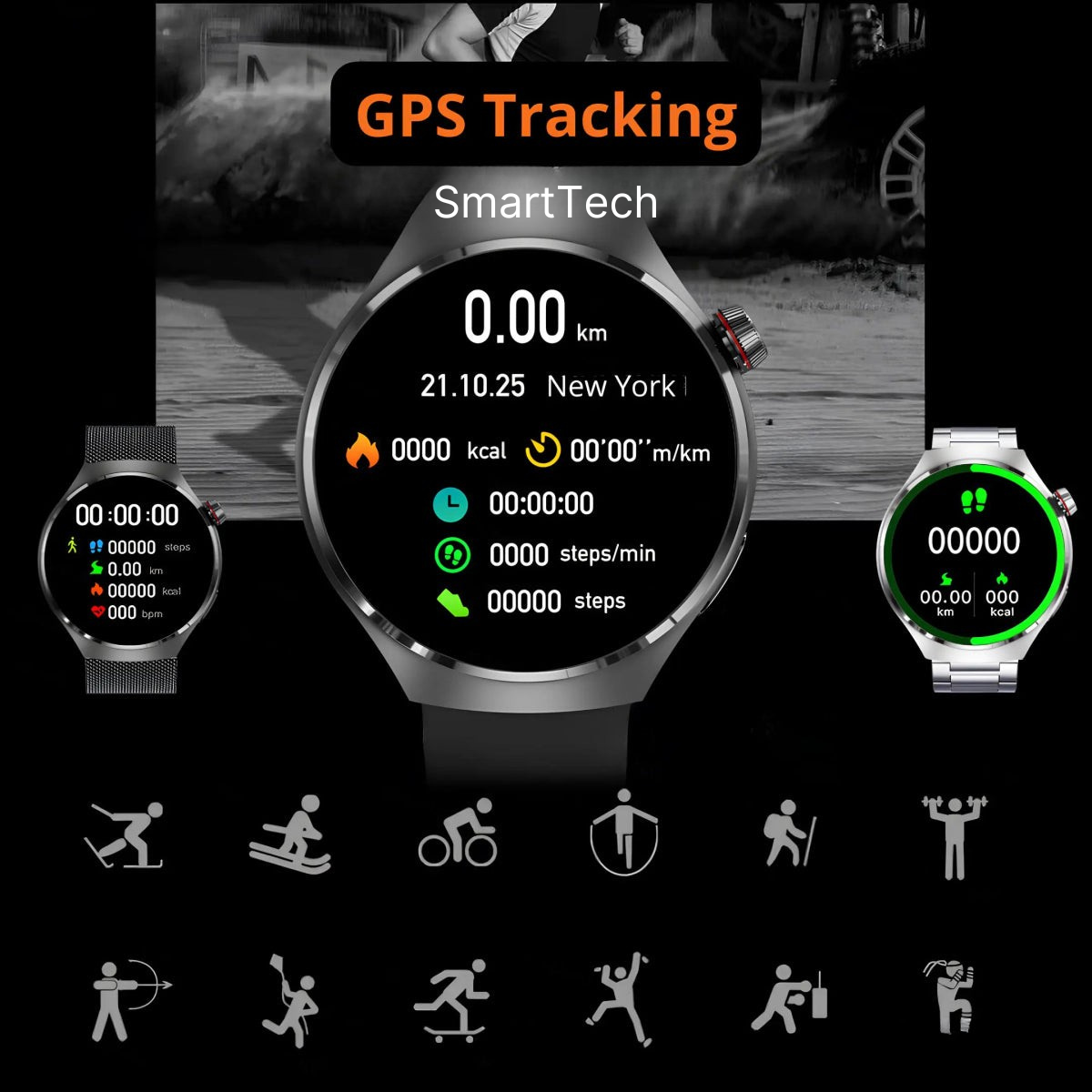 SmartTech - Montre Connectée Élégante avec Suivi de Santé et GPS