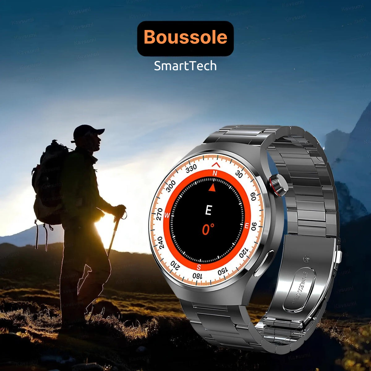SmartTech - Montre Connectée Élégante avec Suivi de Santé et GPS