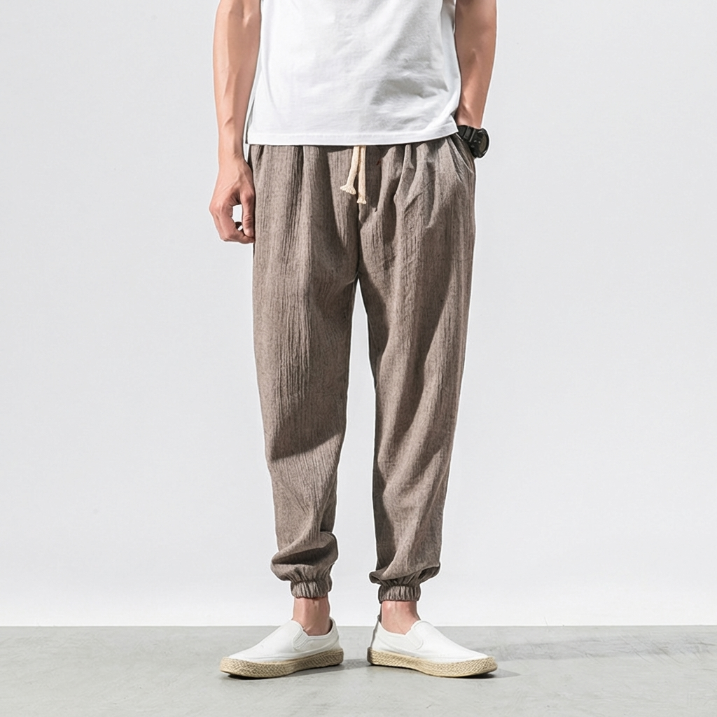 Pantalon confort en mélange de coton et mélange de lin pour homme – Léger et confortable au quotidien