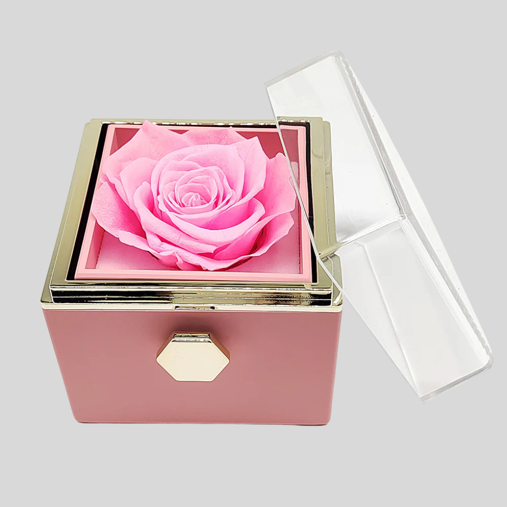 Rose éternelle avec collier gravé personnalisé