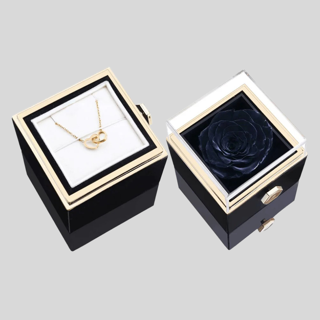 Rose éternelle avec collier gravé personnalisé