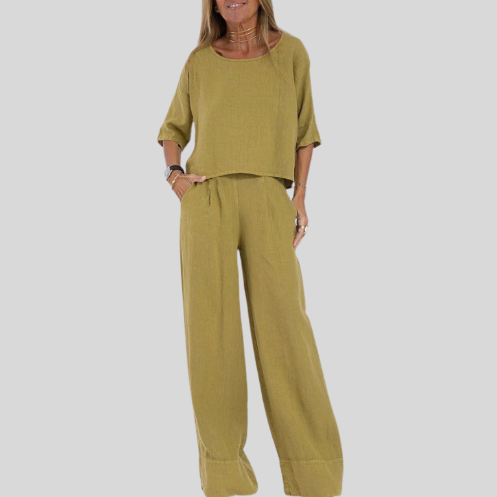 Ensemble deux pièces en coton et lin