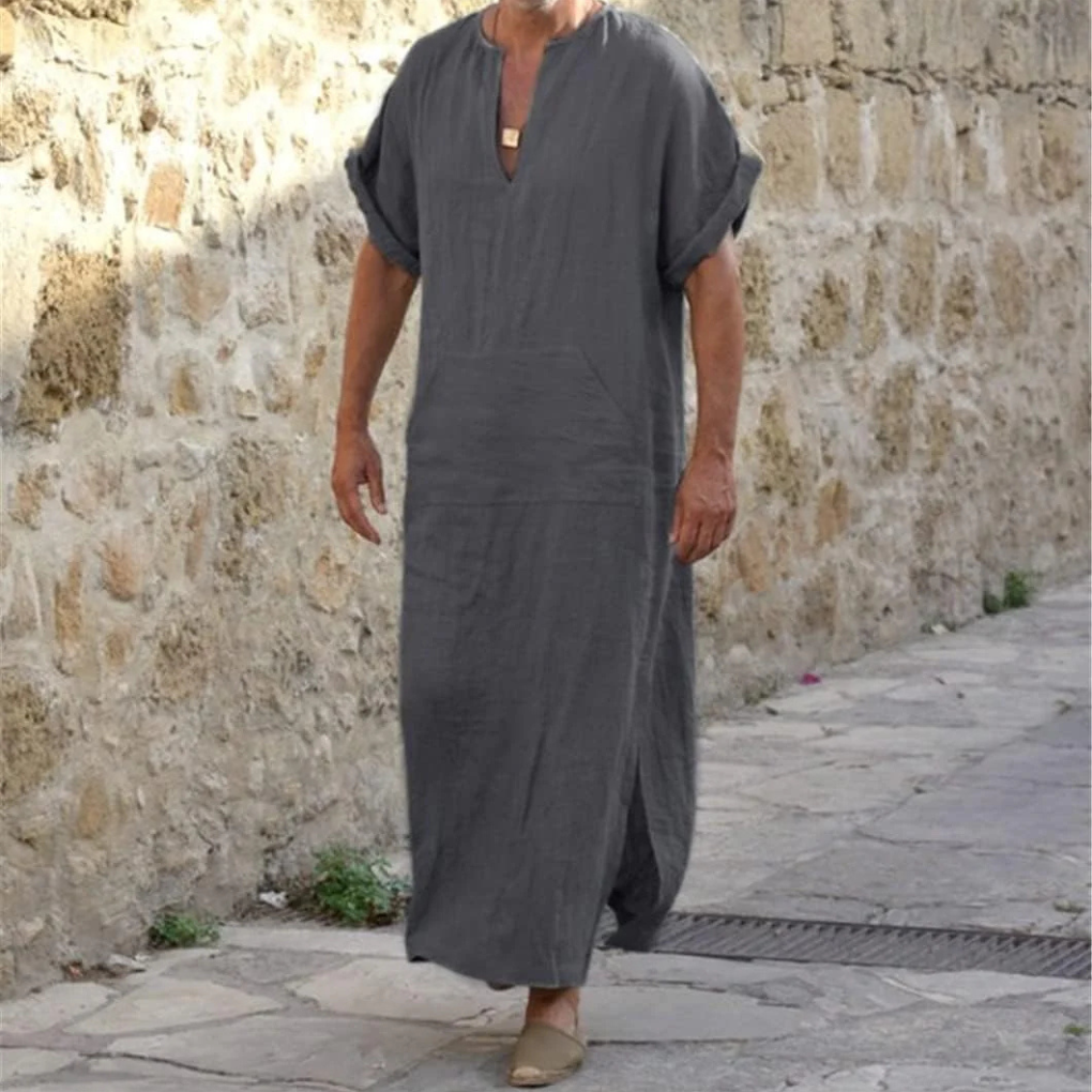 Djellaba blanche pour homme – Robe longue col V