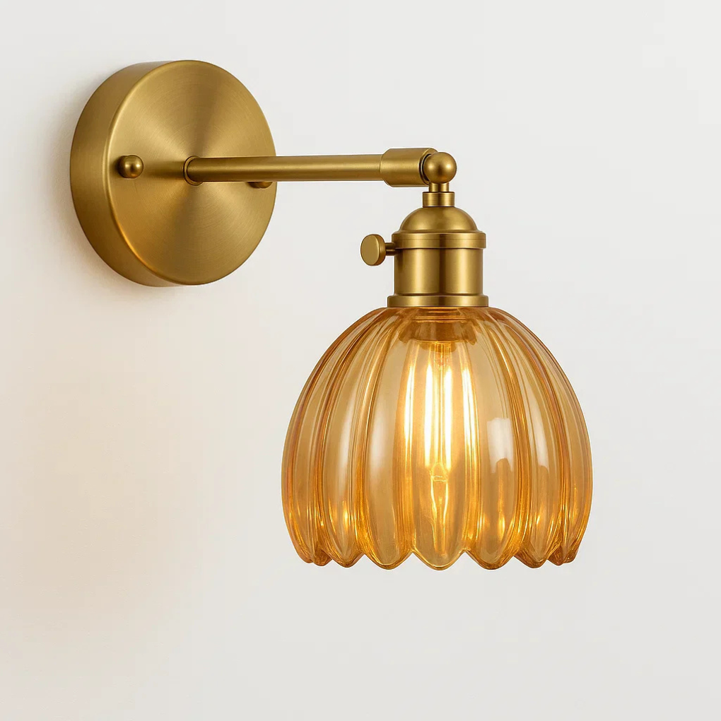 Applique murale rétro – Design tulipe en verre pour un éclairage élégant