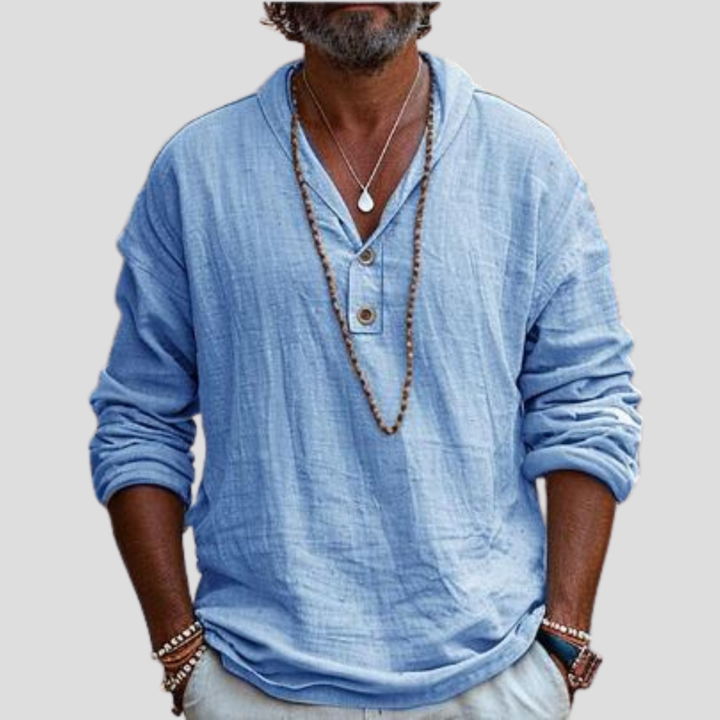 Chemise à manches longues en mélange de lin pour homme