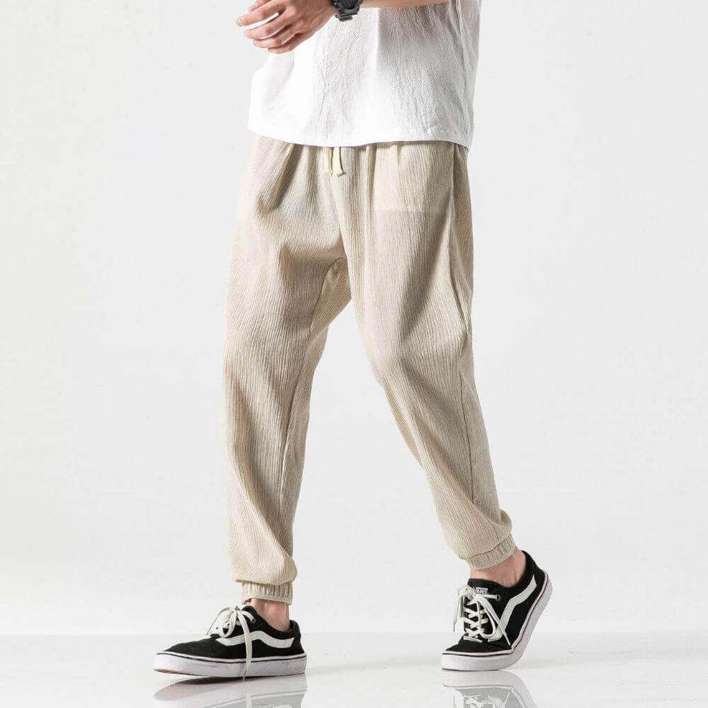 Pantalon confort en mélange de coton et mélange de lin pour homme – Léger et confortable au quotidien