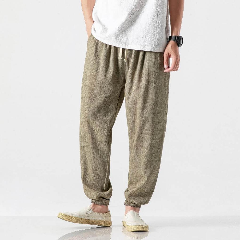 Pantalon confort en mélange de coton et mélange de lin pour homme – Léger et confortable au quotidien