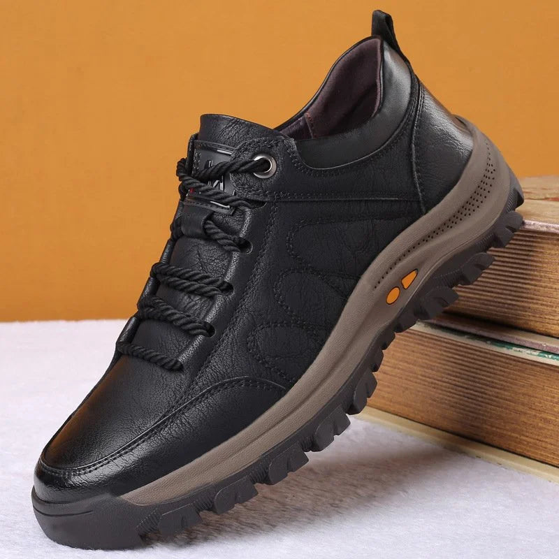WalkStyle - Chaussures de randonnée orthopédiques en cuir pour hommes - Confort optimal et semelle en caoutchouc durable