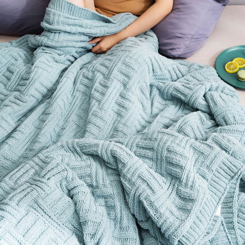 ChaleureuxCocoon - Couverture en Tricot Double Couche Épais et Doux