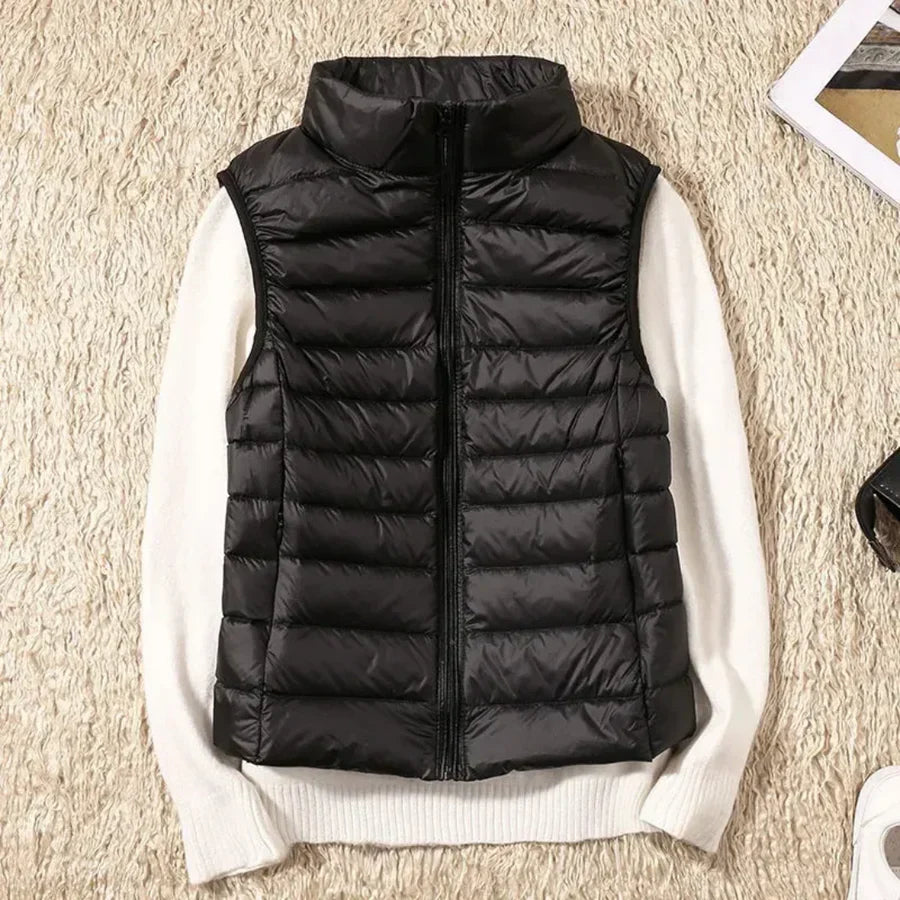 Gilet sans manches coupe-vent pour femme avec fermeture éclair