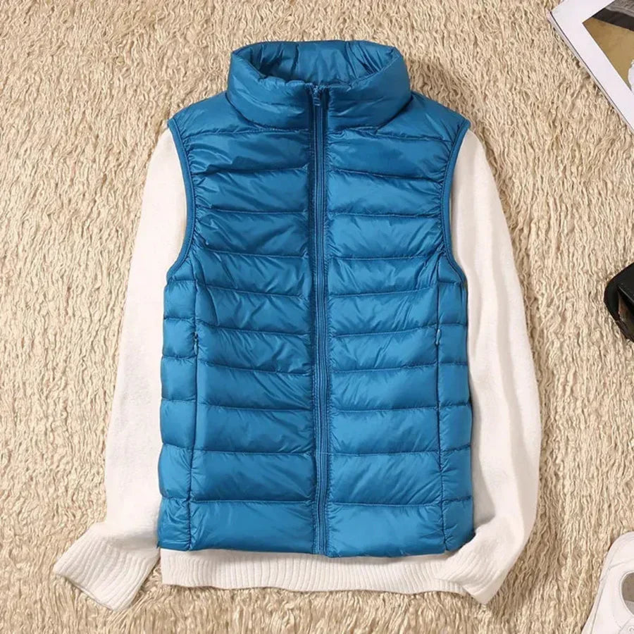 Gilet sans manches coupe-vent pour femme avec fermeture éclair