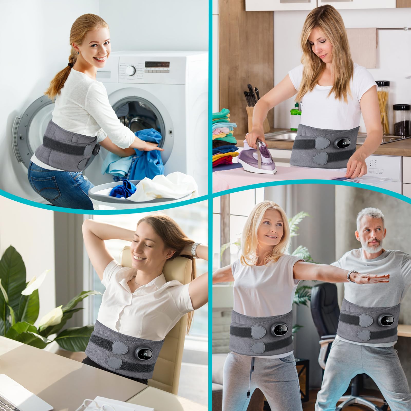 ThermoComfort - Appareil de Massage Chauffant Sans Fil pour Soulagement du Dos et de la Douleur