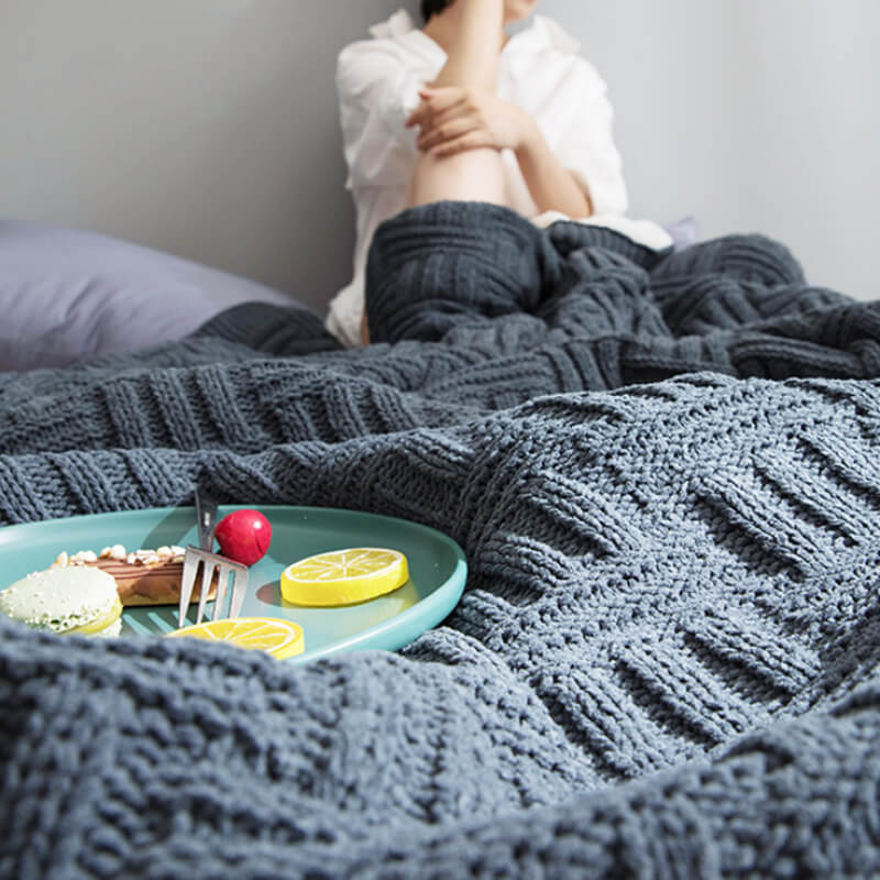 ChaleureuxCocoon - Couverture en Tricot Double Couche Épais et Doux