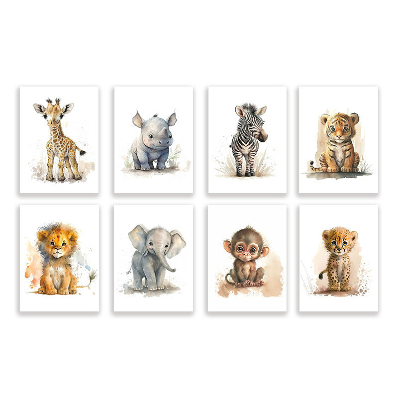PetitsMonstres - 8 Affiches Animaux Adorables pour Décoration Ludique