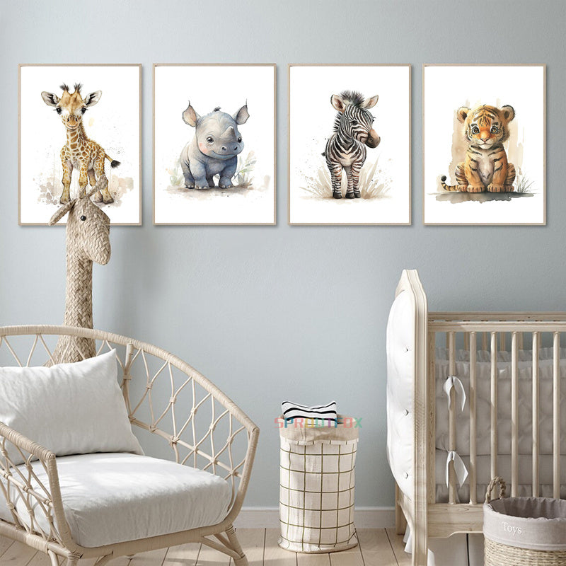 PetitsMonstres - 8 Affiches Animaux Adorables pour Décoration Ludique