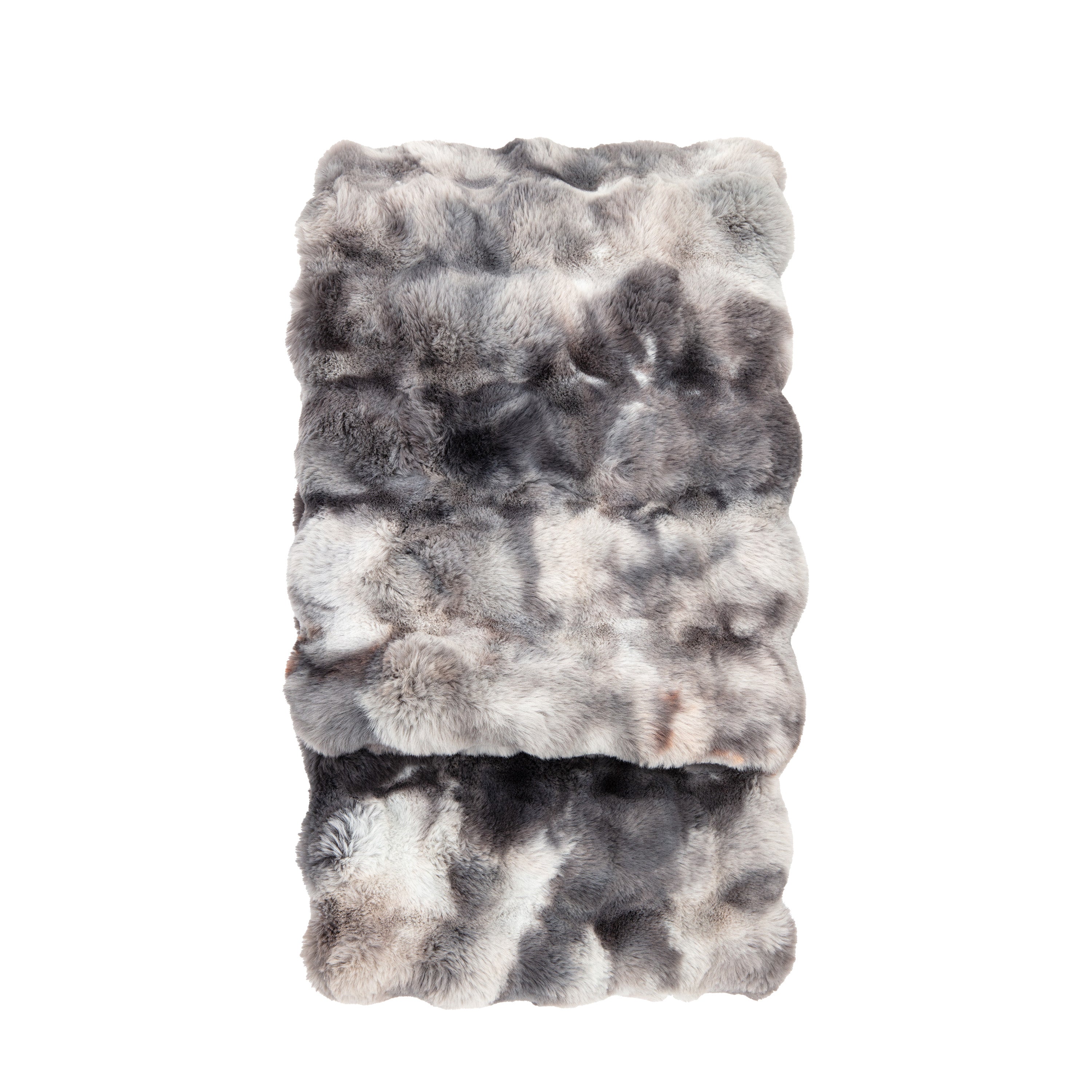 CocoonChic - Plaid en Fausse Fourrure Marbrée Grise et Blanche pour un Toucher Luxe
