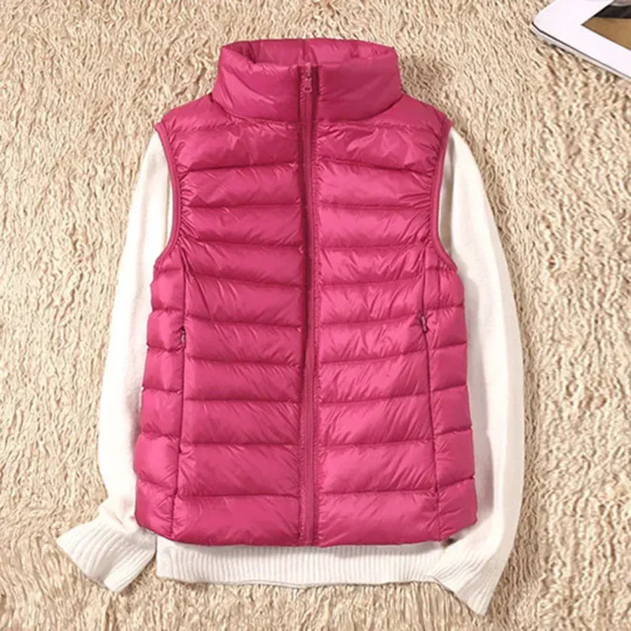 Gilet sans manches coupe-vent pour femme avec fermeture éclair