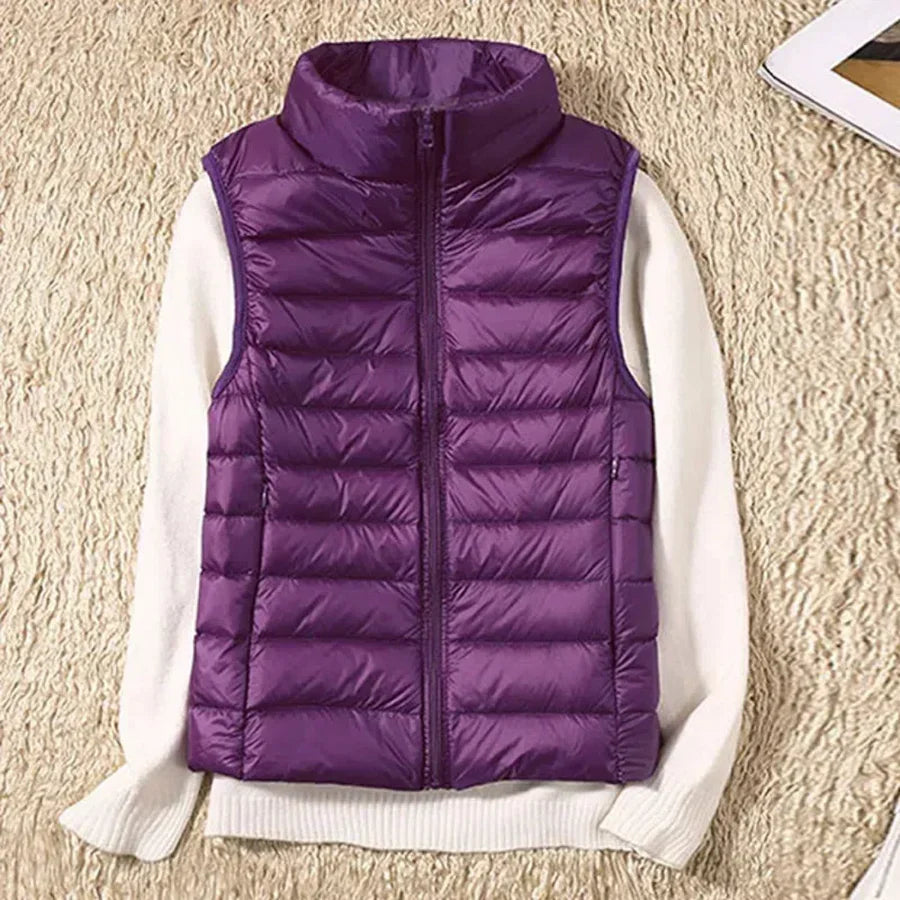 Gilet sans manches coupe-vent pour femme avec fermeture éclair