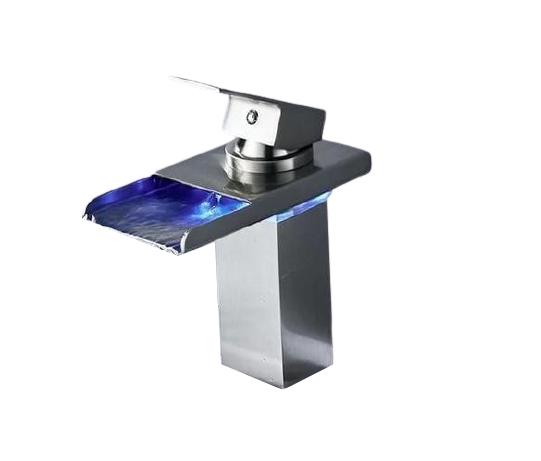 Elia - Robinet Cascade avec Mitigeur à Une Poignée pour Lavabo avec Éclairage LED