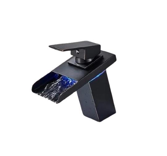 Elia - Robinet Cascade avec Mitigeur à Une Poignée pour Lavabo avec Éclairage LED