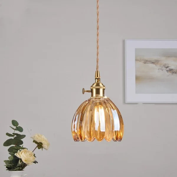LumiChic - Suspension en Verre Floral Japonais, Éclairage Élégant pour Décoration Moderne