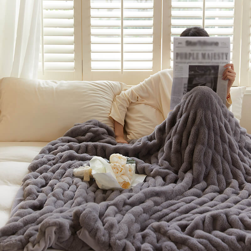 CocoonChic - Couverture en Fausse Fourrure Douce et Élégante pour Lit