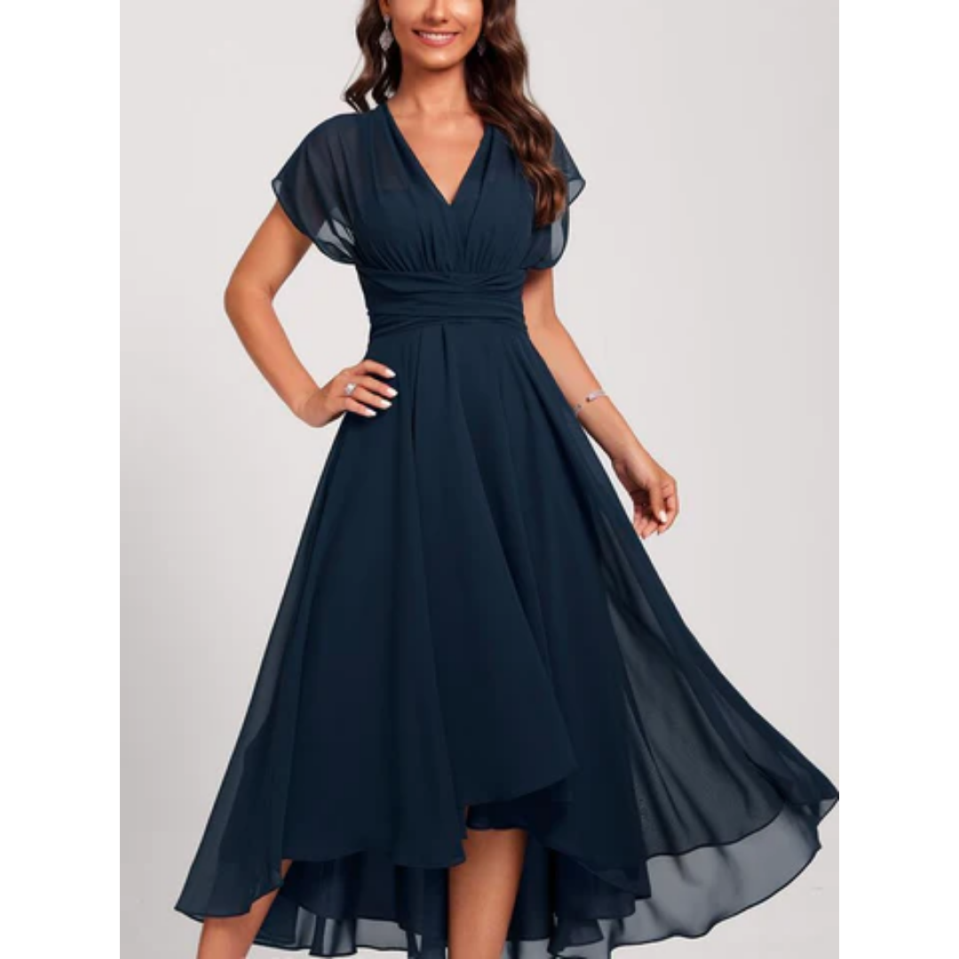 Robe de soirée élégante et fluide en mousseline intemporelle