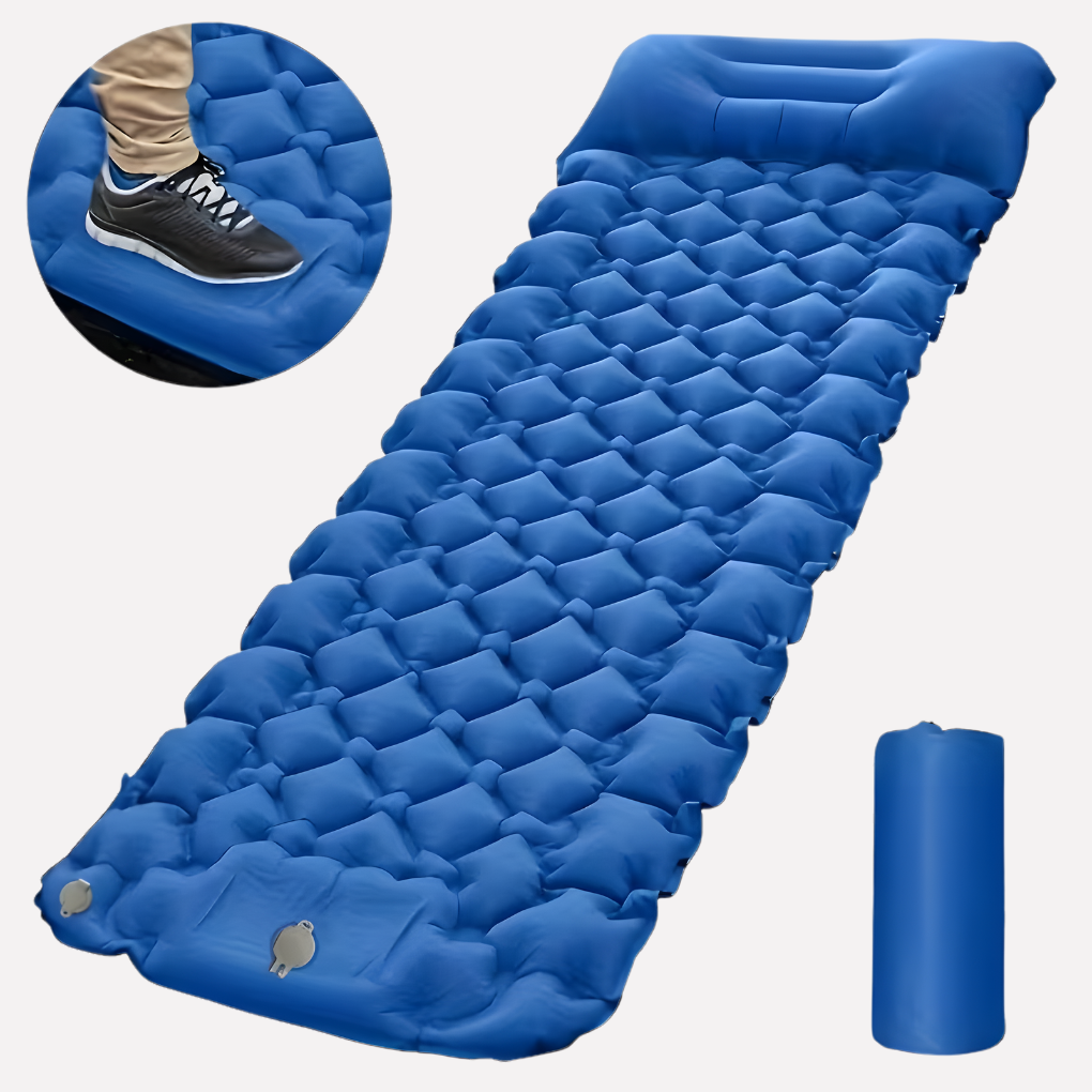Matelas de Camping Gonflable avec Pompe Intégrée et Oreiller