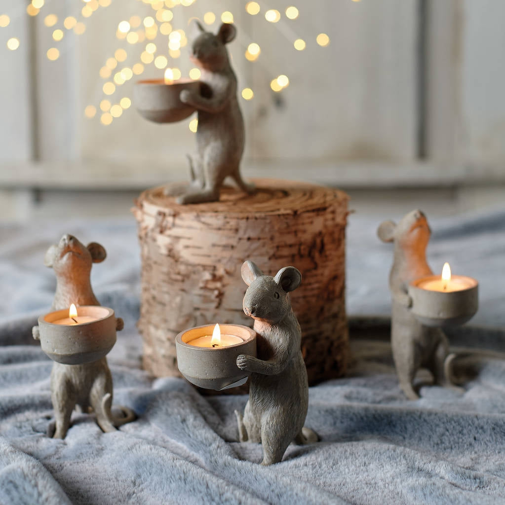 MimiChic - Porte-bougies de Souris Mignonnes en Résine Écologique