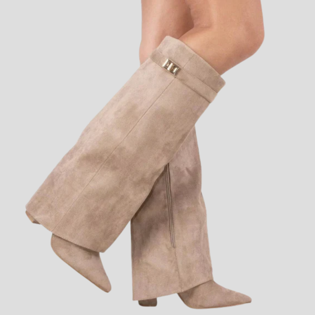 Bottes hautes à rabat et talon bloc