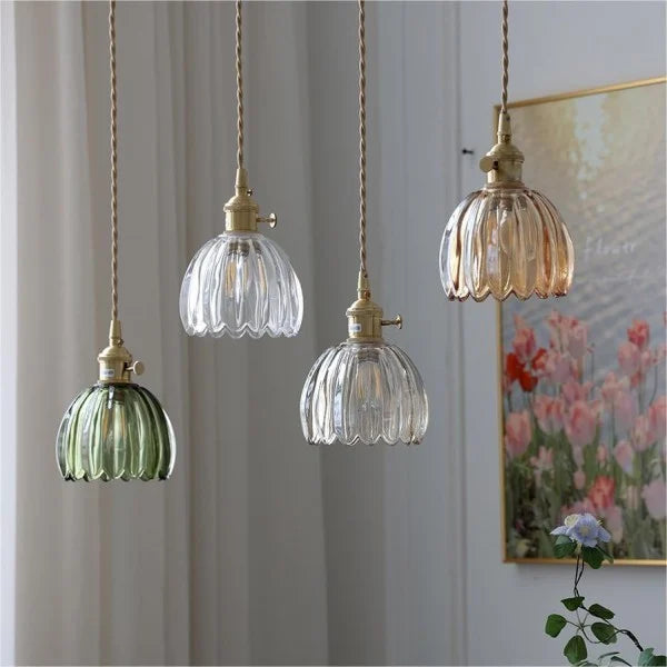 LumiChic - Suspension en Verre Floral Japonais, Éclairage Élégant pour Décoration Moderne