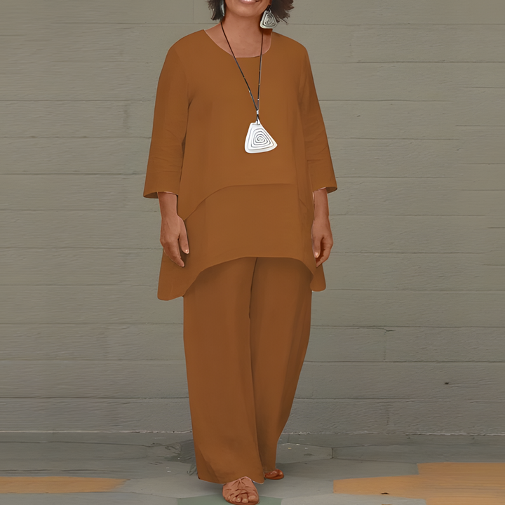 Ensemble 2 Pièces en Lin Élégant pour Femme