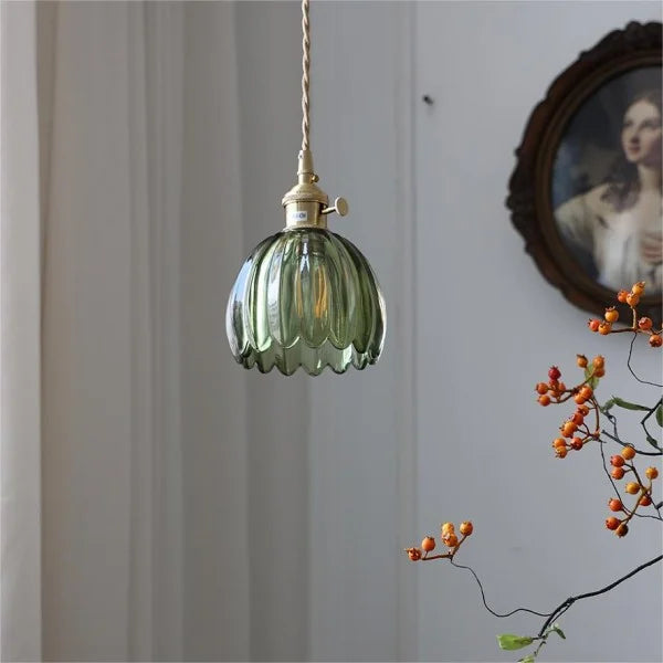LumiChic - Suspension en Verre Floral Japonais, Éclairage Élégant pour Décoration Moderne