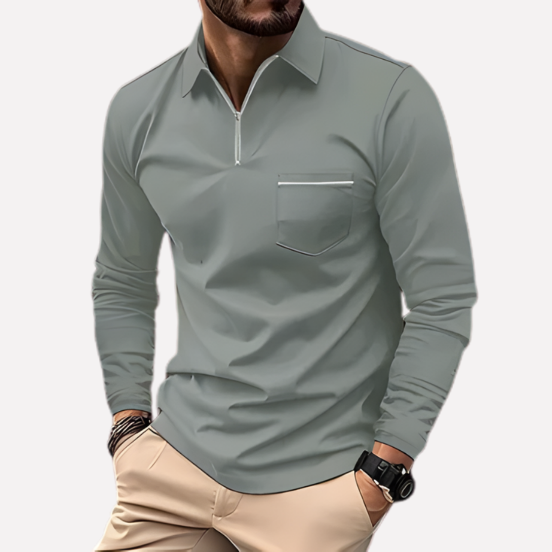 Polo à manches longues pour homme avec poche poitrine