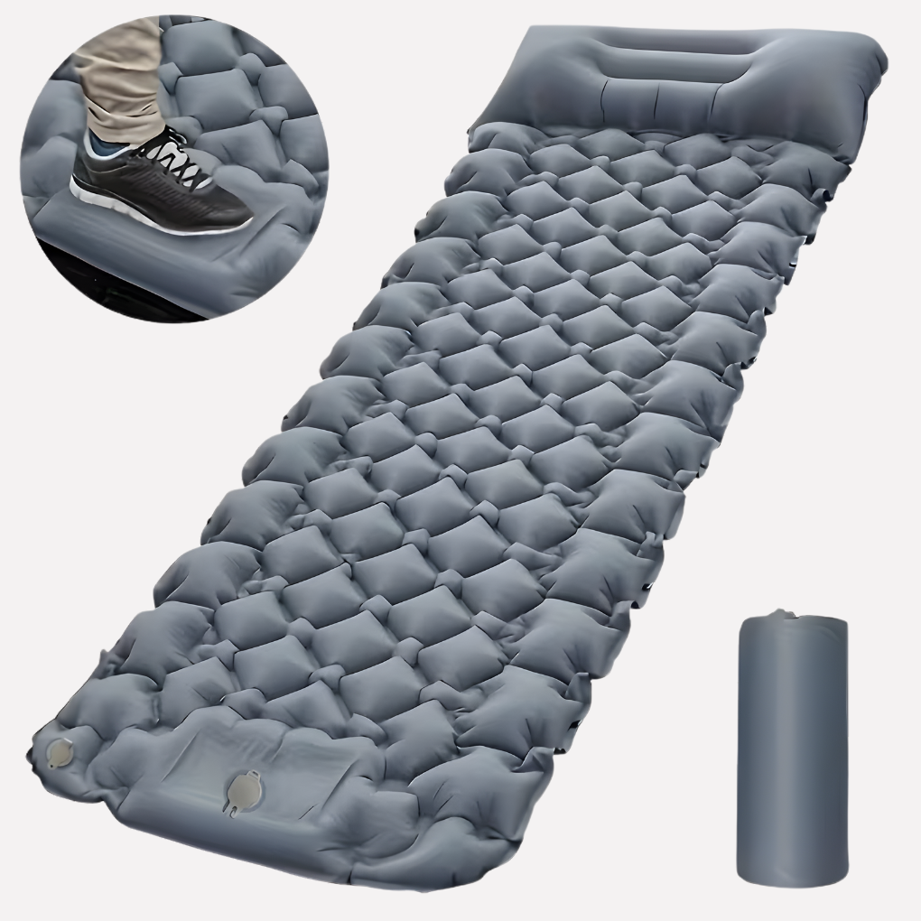 Matelas de Camping Gonflable avec Pompe Intégrée et Oreiller