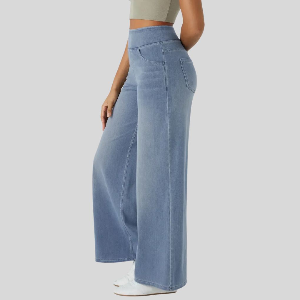 Pantalon élastique taille haute