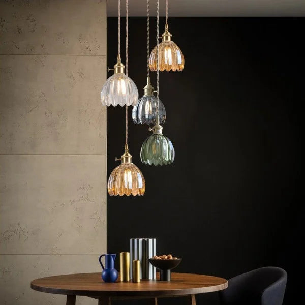 LumiChic - Suspension en Verre Floral Japonais, Éclairage Élégant pour Décoration Moderne