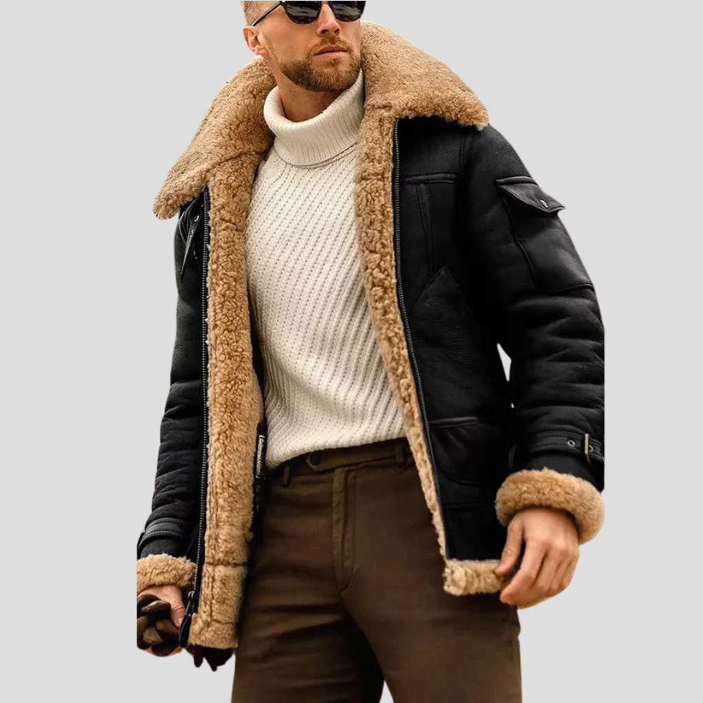 Veste de motard camel pour homme
