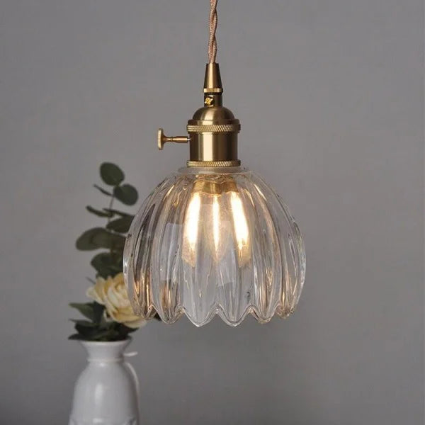 LumiChic - Suspension en Verre Floral Japonais, Éclairage Élégant pour Décoration Moderne