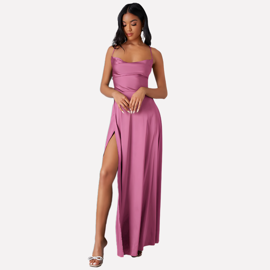 Robe maxi sans dos avec fente haute pour femmes