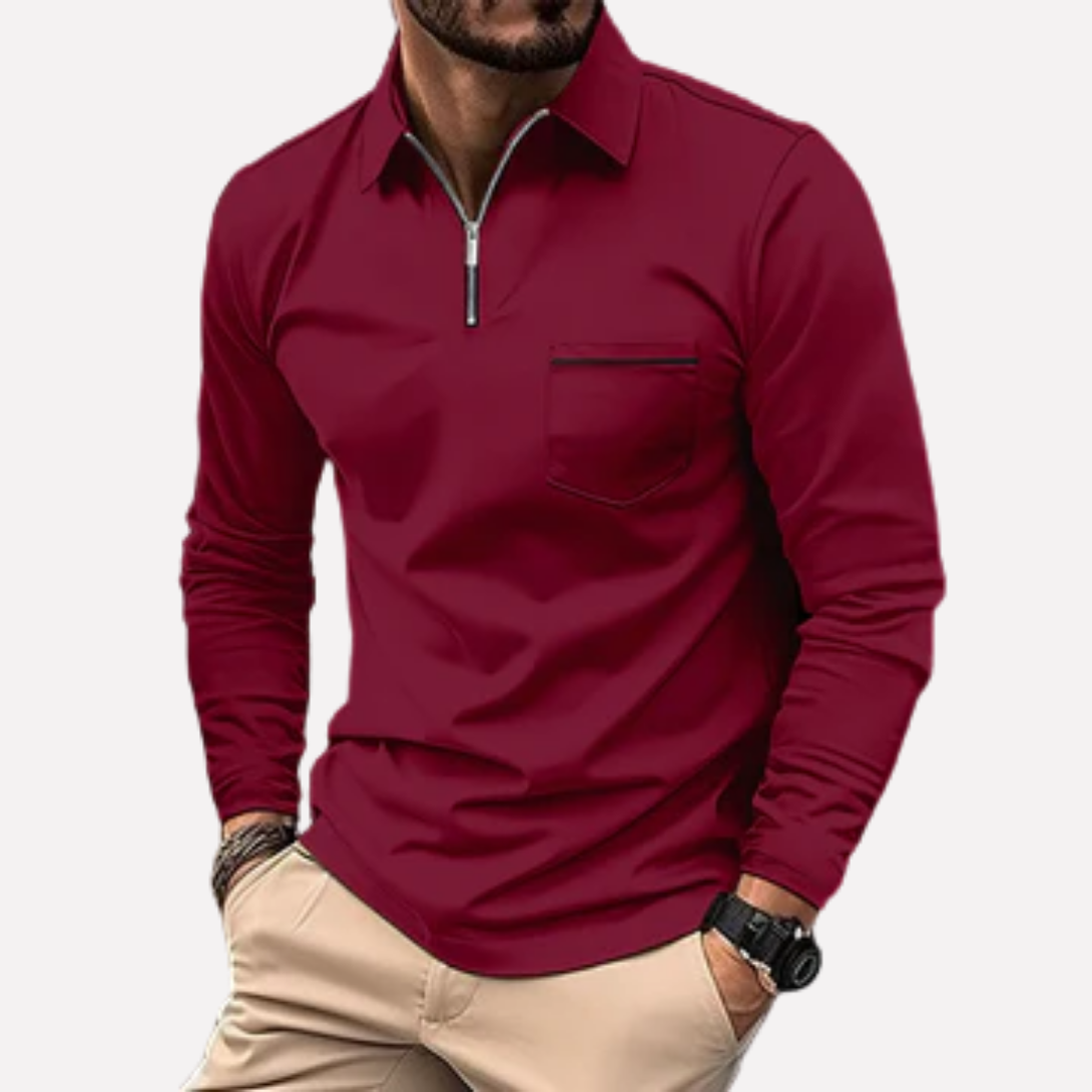 Polo à manches longues pour homme avec poche poitrine