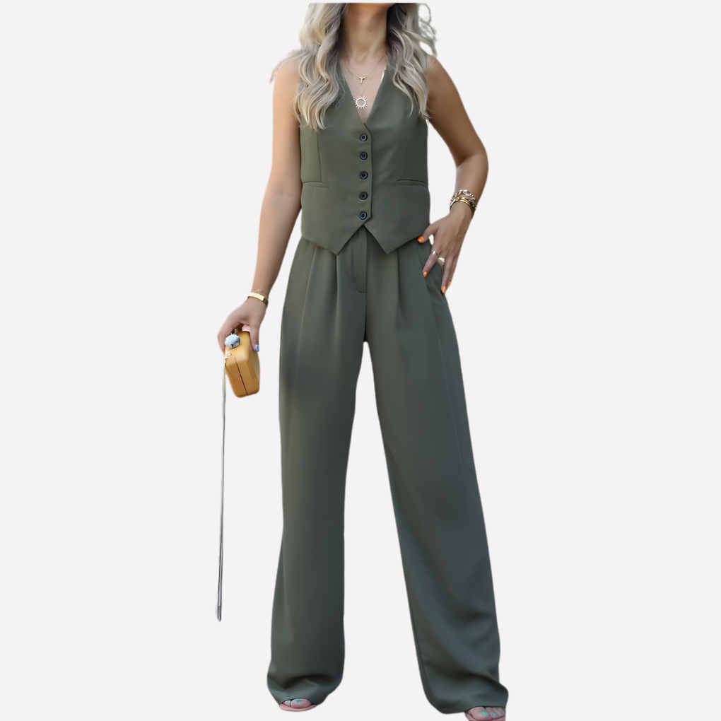 Débardeur sans manches et pantalon long pour femmes