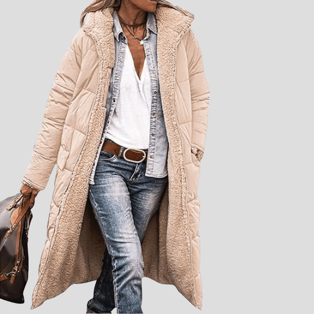 Manteau d’hiver long réversible pour femme
