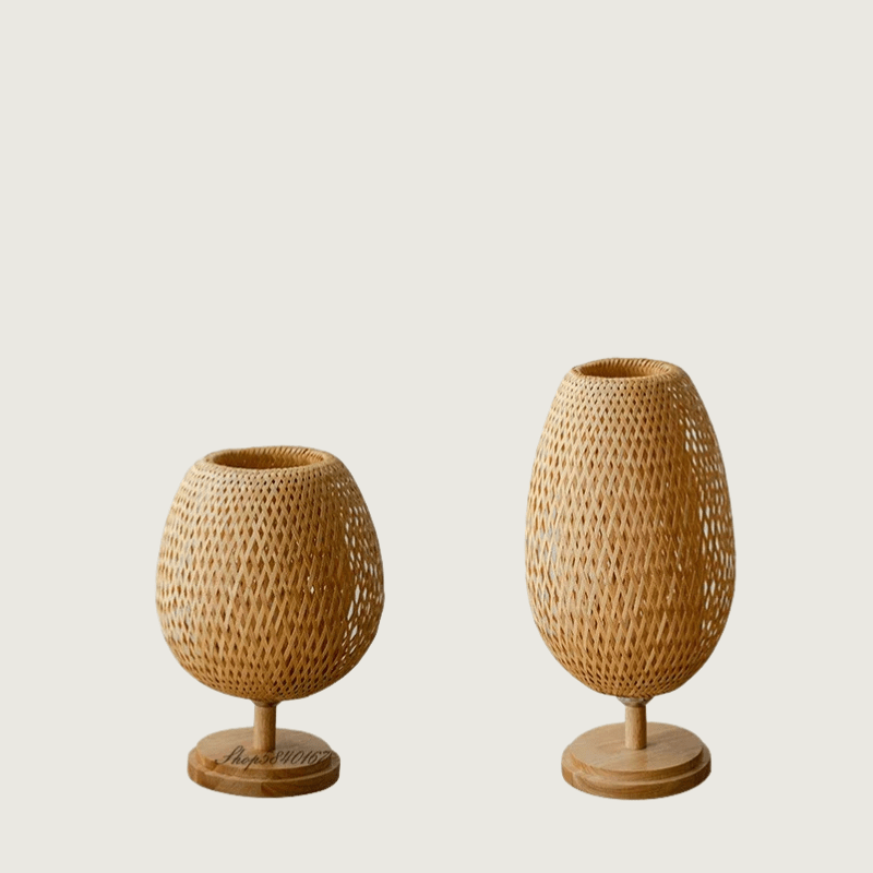 BambooLuxe - Lampe de Table Vintage en Bambou Naturel pour un Style Unique