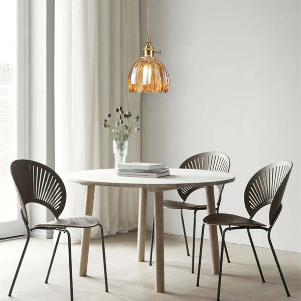 LumiChic - Suspension en Verre Floral Japonais, Éclairage Élégant pour Décoration Moderne
