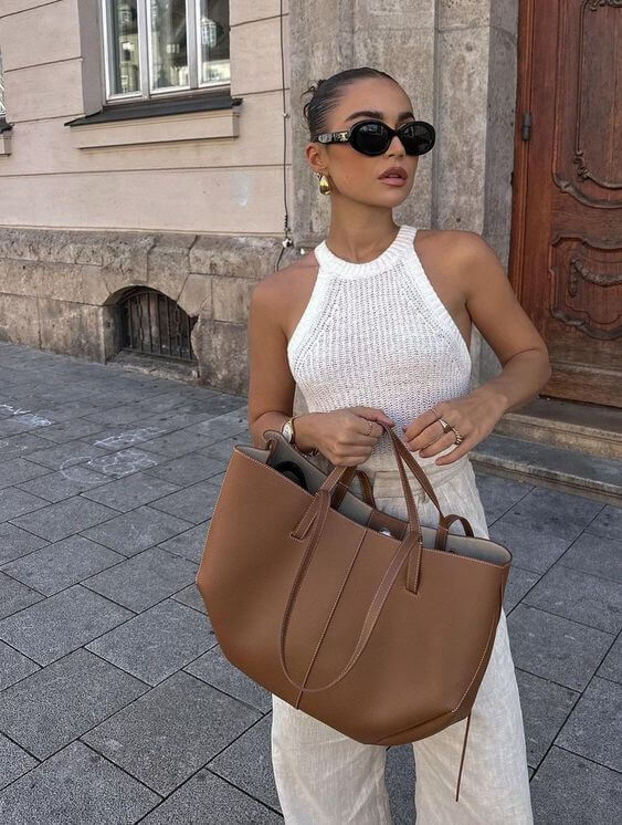 Élégance Chic - Sac à main vintage pour femmes | Grand sac en cuir à épaule
