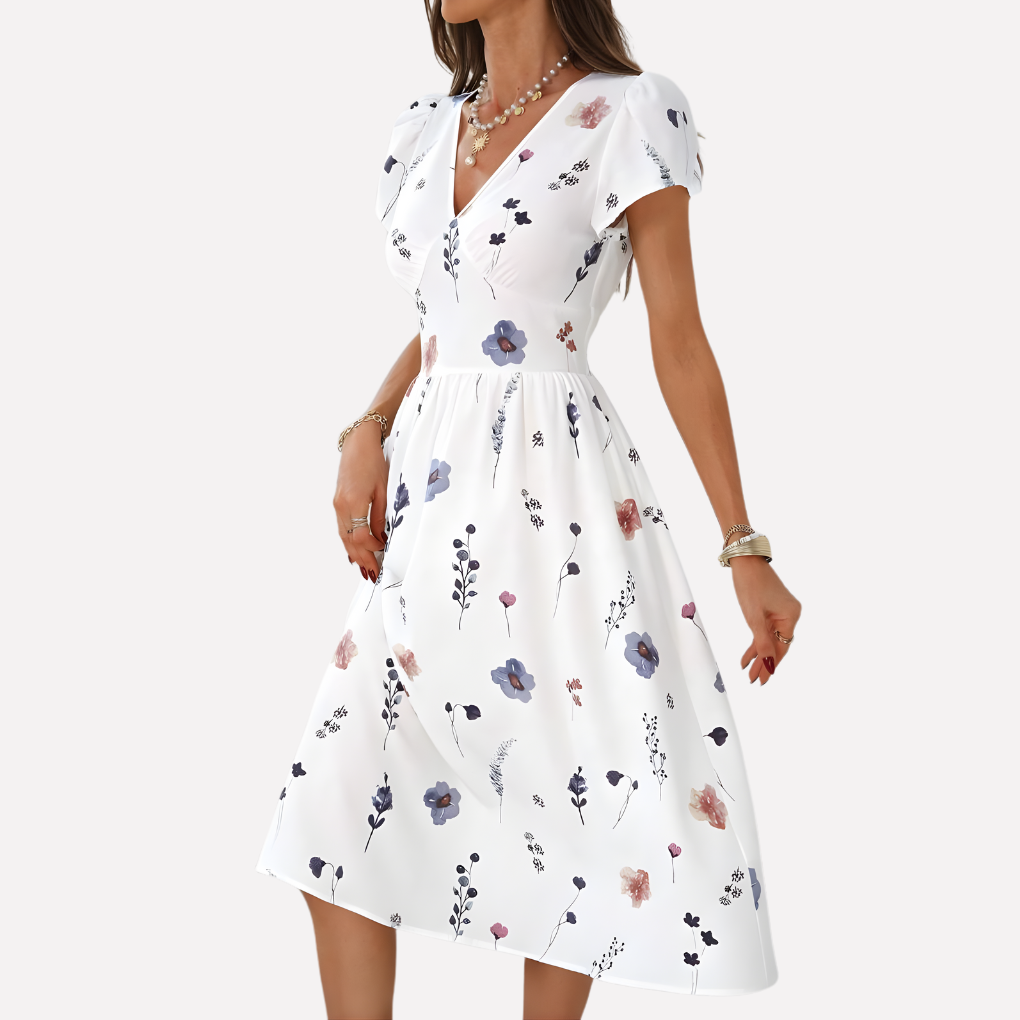 Robe à décolleté en V avec poches pour femmes
