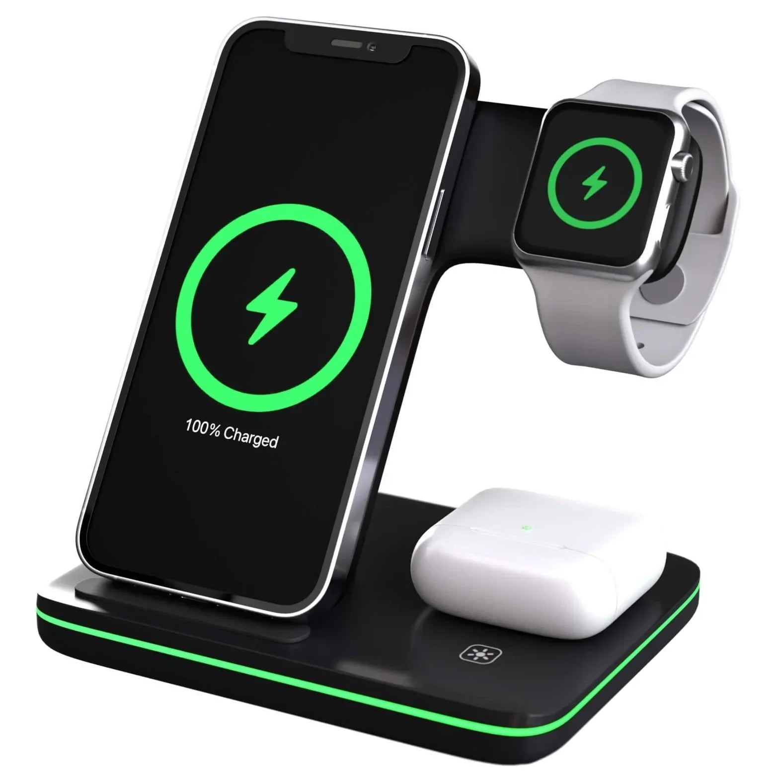 ChargePro - Station de Charge 3-en-1 pour Téléphone, Montre & Écouteurs - Design Minimaliste et Efficace