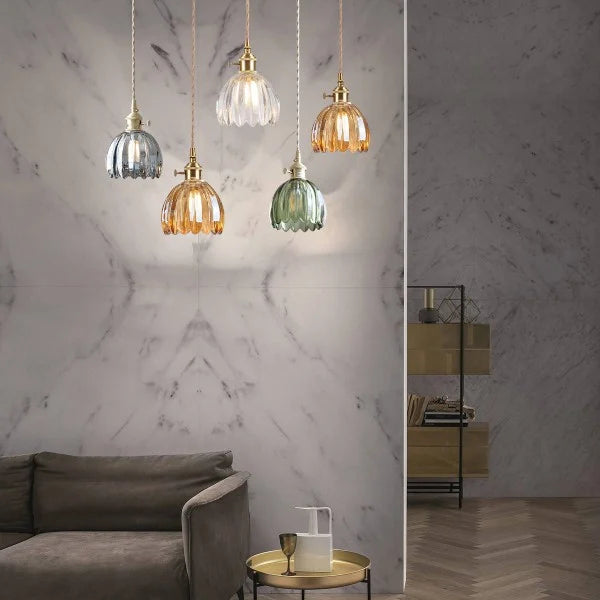 LumiChic - Suspension en Verre Floral Japonais, Éclairage Élégant pour Décoration Moderne
